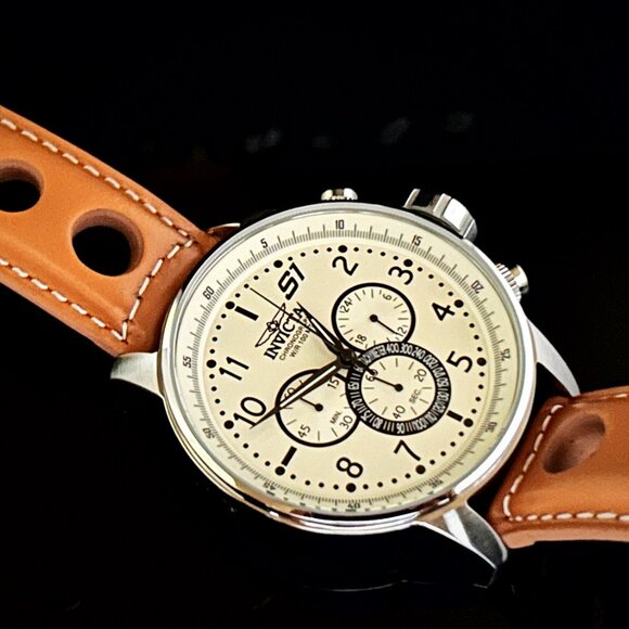 NEW Invicta 48MM Men's S1 Rally Quartz Multifunction White Dial Leather Watch - Picture 3 of 6